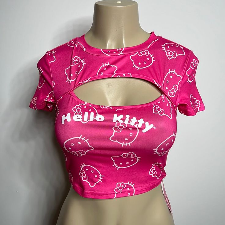 Shein Hello Kitty Pink Crop Top Size Xs Fitted Hello Kitty Top For Spring, Fitted Hello Kitty Tops For Spring, Trendy Hello Kitty Print Stretch Tops, Spring Fitted Hello Kitty Tops, Trendy Stretch Hello Kitty Print Tops, Hello Kitty Y2k Summer Top, Hello Kitty Print Stretch Top For Summer, Stretch Hello Kitty Print Top For Summer, Fitted Hello Kitty Tops