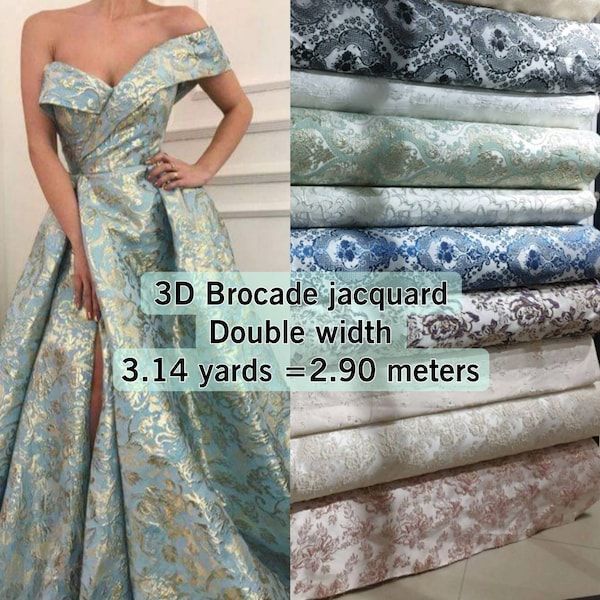 21 Colors 3d Brocade Jacquard Fabrics 3d Texture Rose Brocade Fabric Silver Flowers Fabrics Floral Jacquard Fabric Width 59 Inc Jacquard - Etsy South Africa Brocade Material Fabrics, Jacquard Prom Dress, Floral Jacquard Dress, Jacquard Dress Design, Brocade Fabric Dresses, Brocade Dress Modern, Brocade Dress Styles, Brocade Wedding Dress, Jacquard Fabric Dress