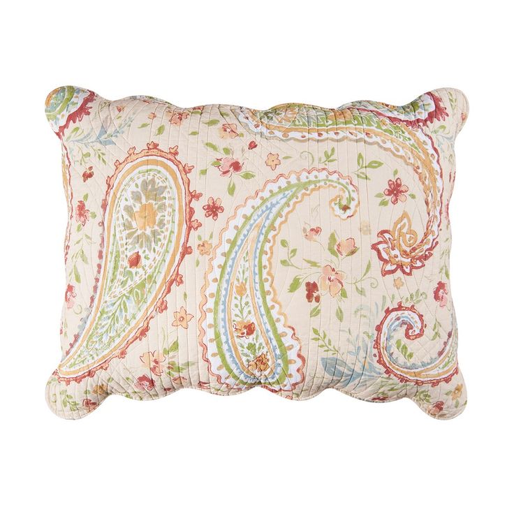 a decorative pillow with paisley print on it