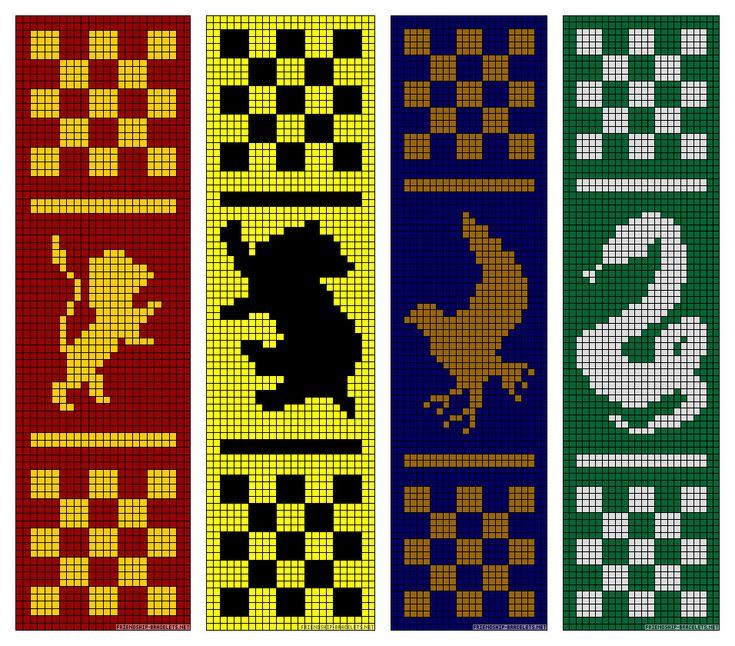 four different colored banners with birds on them