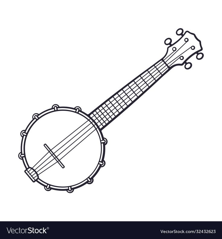 a musical instrument hand drawn in black and white