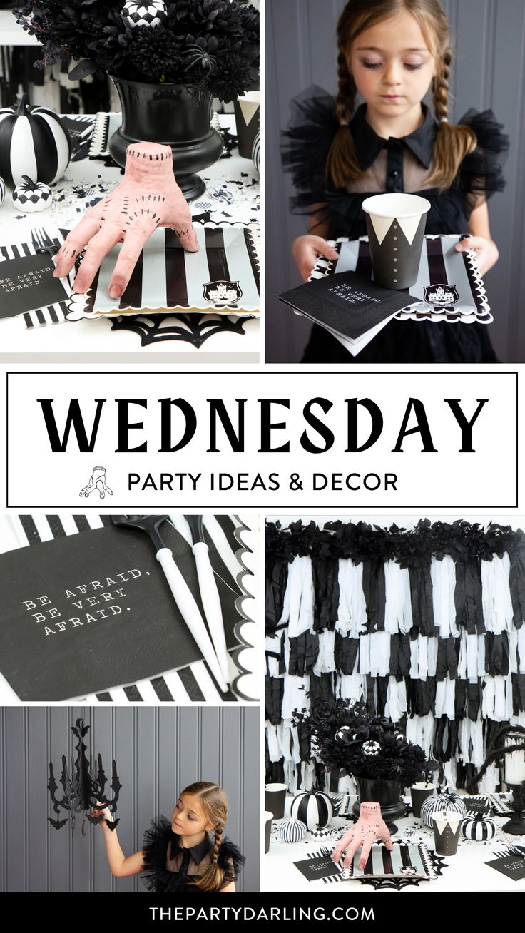 Party decorations and tableware for a Wednesday Addams Birthday Party Wednesday Party Ideas, Gothic Chic Decor, Wednesday Addams Birthday Party, Addams Family Theme Party, Wednesday Addams Birthday, Wednesday Halloween, Gothic Table, Wednesday Party, Addams Family Theme