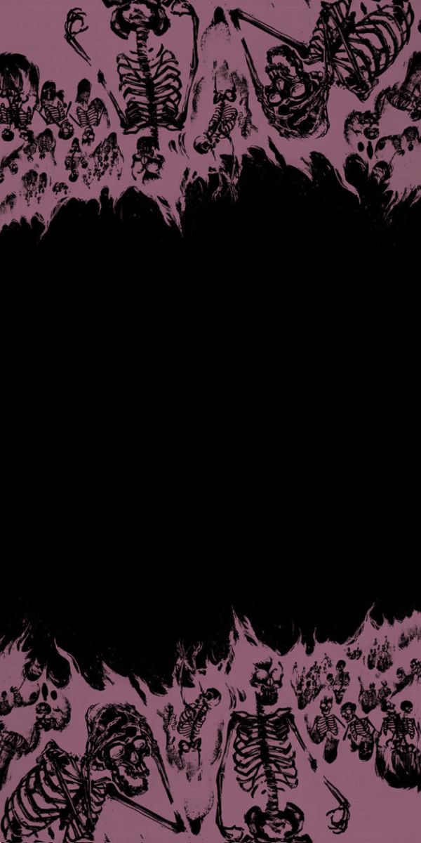 a black and pink background with skeletons on it's side, in the center is an empty space for text