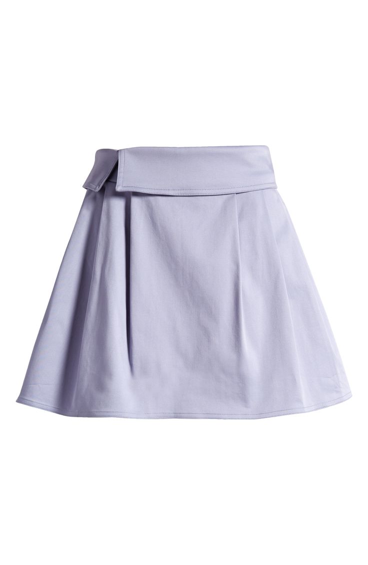 A foldover waist adds style points to a kicky skirt cut from stretch-kissed cotton twill. Hidden side-zip closure Lined 97% cotton, 3% elastane Dry clean Imported Fitted Cotton Mini Skirt With Short Inseam, Spring Cotton Pleated Skort, Fitted Cotton Skort For Day Out, Fitted Cotton Skort With Short Inseam, Fitted Pleated Cotton Skort, Fitted Cotton Pleated Skort, Cotton Pleated Mini Skirt For Work, Pleated Cotton Skort For Work, High Waist Cotton Mini Skirt With Lining