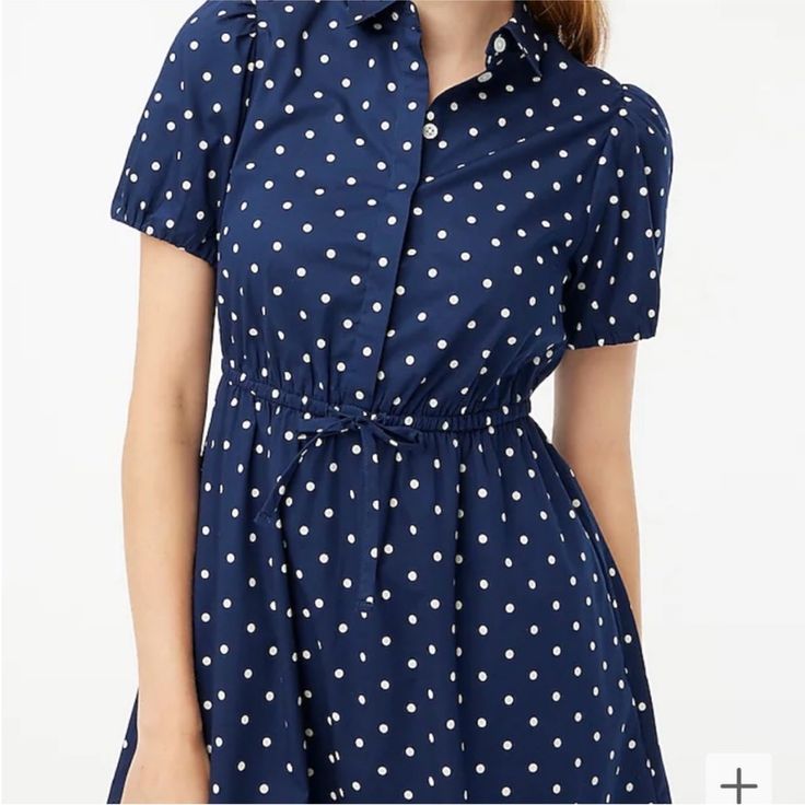 Nwt J. Crew Short-Sleeve Collared Mini Dress Some Tags May Be Marked Through To Prevent Store Return Casual Polka Dot Short Sleeve Dress, Polka Dot Mini Dress With Short Sleeves, Polka Dot Short Sleeve Dress For Daywear, Polka Dot Dress With Short Sleeves For Daywear, Casual Short Sleeve Polka Dot Midi Dress, Casual Polka Dot Mini Dress With Short Sleeves, Casual Polka Dot Midi Dress With Short Sleeves, Collared Mini Dress, Tie Sleeve Dress