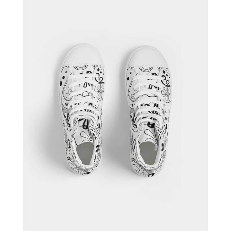 Our White Paisley Bandana Hightop Canvas Shoes are a minimalist sneaker but gives comfort for a day or edgy night look. Their upper part is handcrafted from high quality Polyester Canvas for maximum comfort and performance.Their lace-up closure provides for a snug fit, while their padded collar and soft insoles make them incredibly comfortable to wear! Breathable lining, soft insole Faux leather toe cap Lace-up front Padded collar Printed, cut, and handmade Size & Fit Runs TTS See size chart Mat Casual Mid-top High-top Sneakers With Laces, Casual High-top Sneakers With Laces, Trendy High-top Lace-up Sneakers With Rubber Sole, Trendy Custom High-top Sneakers, Casual High-top Sneakers With White Sole And Laces, Trendy High-top Sneakers With Laces, Trendy High-top Sneakers With Flat Heel, Casual High-top Sneakers With Speckled Midsole, Casual High-top Custom Sneakers With Elastic Laces