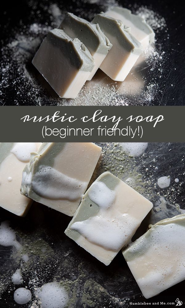 three different types of soap sitting on top of each other with the words, rustic clay soap beginner friendly