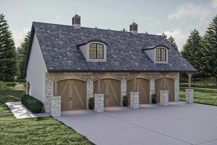 an artist's rendering of a two car garage