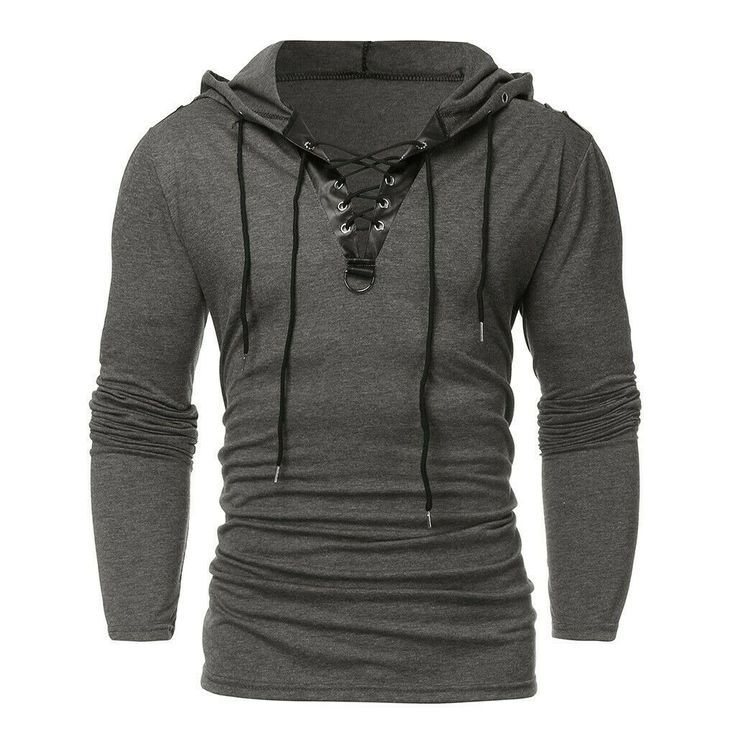 Product Description * Item:Men's Hooded Fashion Punk Tie Solid Color Long Sleeve Sweatshirt T-Shirt * Condition: 100% Brand New * Color:Grey   Army Green   * Size:Asian M   L   XL   XXL   * Package:1pc Hooded     (without any accessories ）    Please note: 1.Please allow a little error due to manual measurement. 2.The color maybe a little difference because of the light,screen reflection etc. 3.If you are not sure what size to choose, you can tell us your height and weight, we will recommend the Punk Tie, Hooded Fashion, Pirate Fashion, Lycra Men, Basic Hoodie, Gym Tops, Vintage Hoodies, Sweatshirts Online, Mens Hooded