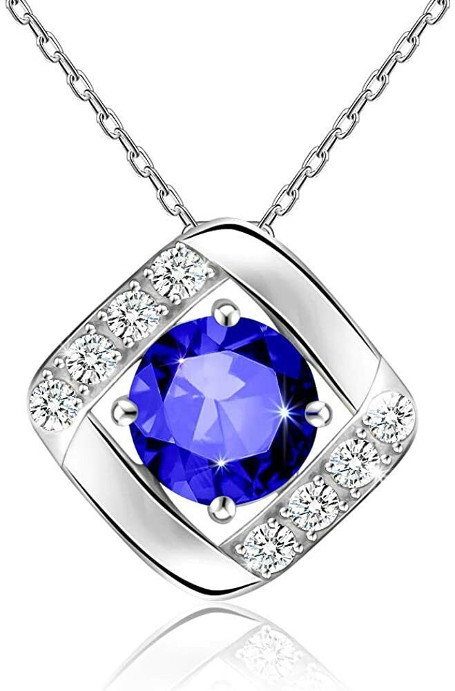 mm Welcome to the Tom's Quality Goods eBay Store!       Luxe Necklace $1299.99 Description SHE WILL LOVE THIS STUNNING NECKLACE: This beautiful sapphire necklace was designed to highlight the blue september birthstone in the center of a square shaped pendant. It symbolizes loyal, honest, brave and devotion - sapphire is known as the “Stone of Destiny." AN IDEAL SIZE: Square cubic zirconia necklace pendent: 0.94‘’, silver chain length: 17+2’’, Lobster clasp; Material: 925sterling silver plated 14 Fine Jewelry Silver Sapphire Jewelry, Fine Jewelry Necklace With Round Center Stone, Fine Jewelry Diamond Necklace With Center Stone As Gift, White Gold Diamond Necklace With Center Stone As Gift, White Gold Necklace With Diamond Cut Lab-created Sapphire, Sapphire Diamond-cut Diamond Necklace, Fine Jewelry Round Pendant Necklace With Center Stone, Fine Jewelry Pendant Necklace With Center Stone, Sapphire Diamond Necklace With Diamond Cut