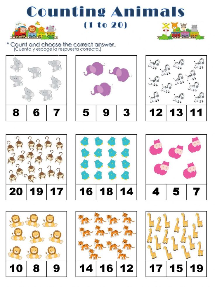 counting animals worksheet with numbers to 20