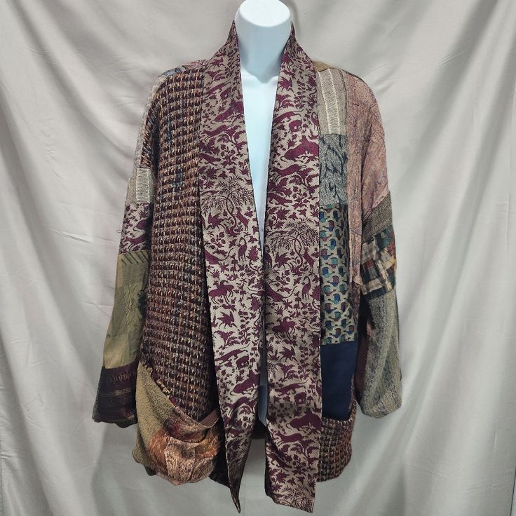 In Excellent Condition No Noticeable Flaws Pit To Pit: 22in Shoulder To Hem: 29in Best Fits A Size Xl. Please Refer To Provided Measurements For Best Fit. Vintage Multicolor Cardigan For Fall, Fall Patchwork Outerwear For Layering, Brown Patchwork Outerwear For Layering, Retro Winter Outerwear For Layering, Retro Winter Layering Outerwear, Vintage Long Sleeve Cardigan For Fall, Cotton Blazer For Layering In Fall, Cotton Blazer For Fall Layering, Multicolor Cardigan For Workwear In Fall