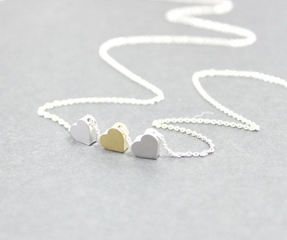 Three Personalized Heart Necklace,Two Tone Heart Necklace,Gold Silver Heart Necklace,  Three Best Friends Jewelry, Three Sisters Necklace.Heart Delicate Double Heart Jewelry As Gift, White Heart Pendant Jewelry For Birthday, Cute Birthstone Necklaces As Gifts, Cute Birthstone Necklaces For Gifts, Cute Birthstone Necklace For Gift, Personalized Delicate Birthstone Necklace Gift, Personalized Delicate Birthstone Necklace For Gift, Delicate Personalized Birthstone Necklace For Gift, Delicate Birthstone Jewelry Gift For Mom