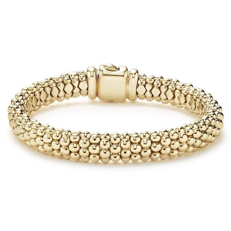 LAGOS Jewelry | Signature Caviar beading forms this 18K gold bracelet.  Finished with an 18K gold box clasp. Luxury Yellow Gold Bracelets With Beads, Luxury Yellow Gold Bracelet With Gold Beads, Luxury Gold Beaded Bracelets, Sterling Silver Jubilee Bracelet In Yellow Gold Fine Jewelry, Luxury 14k Yellow Gold Beaded Bracelets, Elegant Gold Bead Bangle Bracelets, Yellow Gold Sterling Silver Jubilee Bracelet, Elegant 14k Gold Bracelet With Gold Beads, Classic Yellow Gold Jewelry With Gold Beads