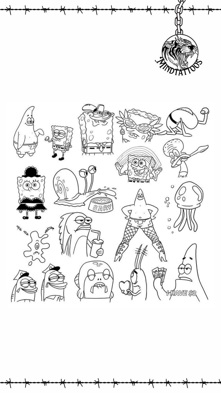 an image of cartoon characters drawn in black and white