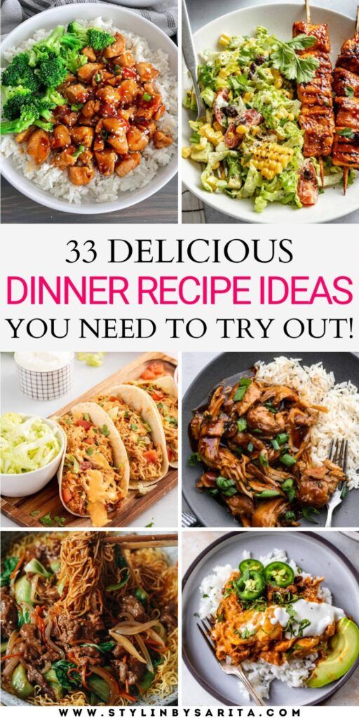 the cover of 33 delicious dinner recipe ideas you need to try out