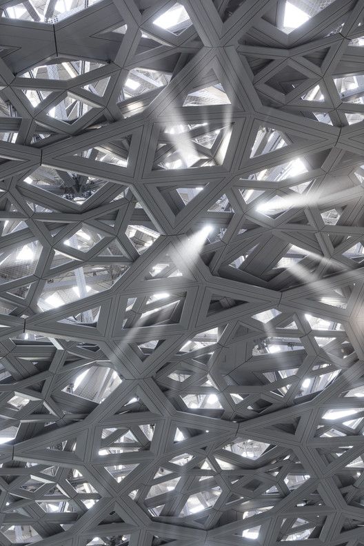 the ceiling is made up of many triangular shapes