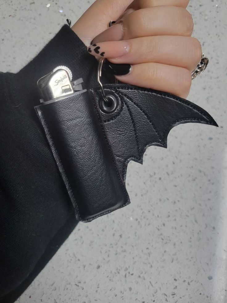 Novelty Black Keychain For Gift, Black Demon, Lighter Holder, Emo Accessories, Demon Wings, Goth Accessories, Cool Lighters, Lighter Case, Image Swag