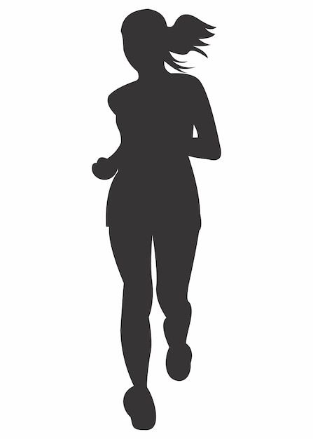 the silhouette of a woman running