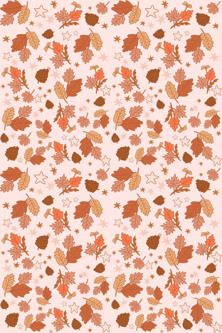 an orange and brown leaf pattern on a pink background, with stars in the middle