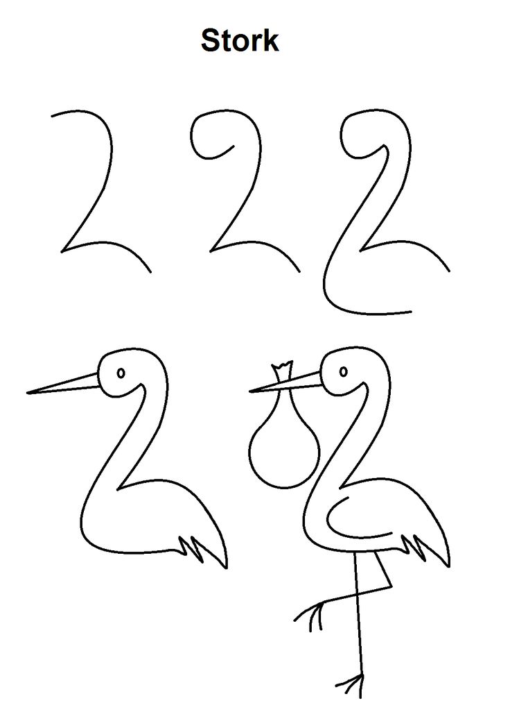 a drawing of two birds with numbers on them