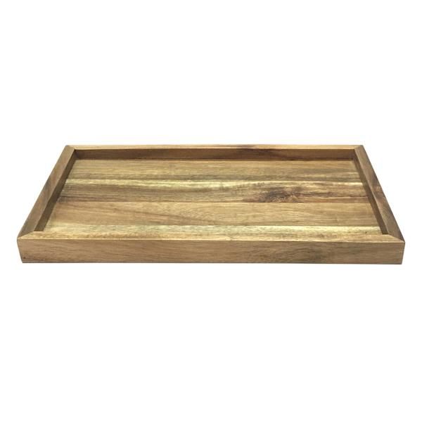 a wooden tray on a white background