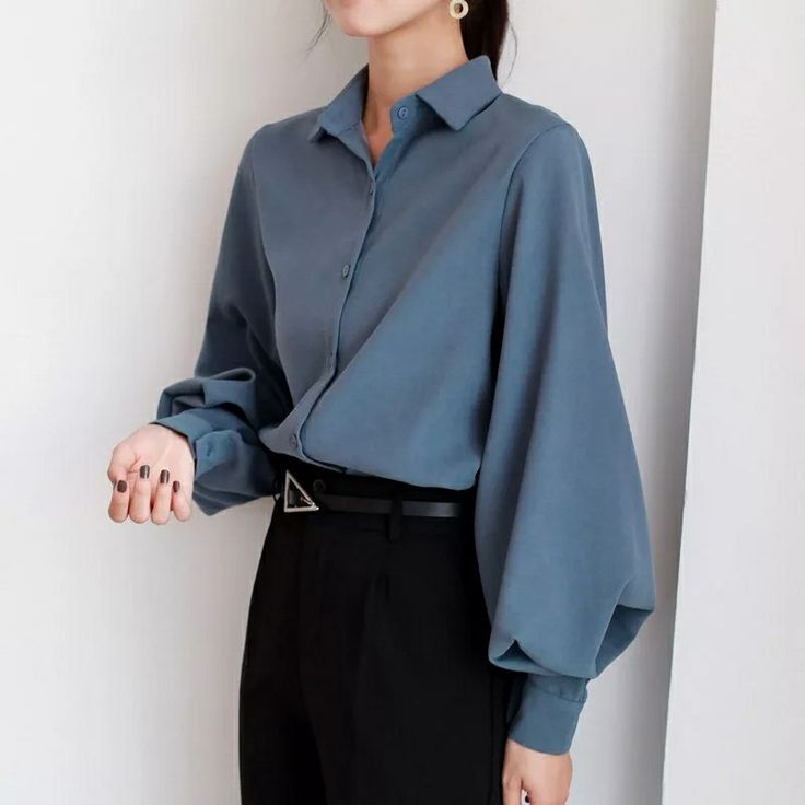 Autumn Lantern, Work Outfits Frauen, Chic Work Outfits Women, Lantern Sleeved Blouses, Women Blouse, Casual Cardigans, Sleeve Women, Elegant Shirt, Work Outfits Women