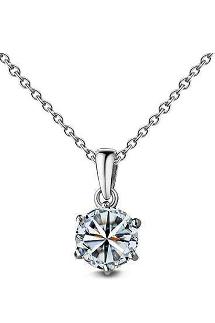 METAL SPECIFICATIONS White Gold 14K STONE SPECIFICATIONS Stone Name: DIAMOND Stone Cut : Round Stone Details : There is one round diamond approx. 0.75 carats. Natural earth mined diamond. Total : Approx. 0.75 carats Color : H Clarity : VS1 PENDANT SPECIFICATIONS Appraised Value : $3790.00 Comes with a Free Appraisal Comes with 16" chain (can do a different chain length per customers' instructions) Silver Diamond Necklace With Round Cut, Silver Diamond Solitaire Necklace, Classic Round Cut Crystal Necklace, Classic Round Cut Crystal Diamond Necklace, Diamond White Round Cut Cubic Zirconia Necklace, Diamond White Cubic Zirconia Round Cut Necklace, White Gold Crystal Diamond Necklace With Prong Setting, Silver Solitaire Necklace With Round Cut Diamond, Classic White Gold Solitaire Crystal Necklace