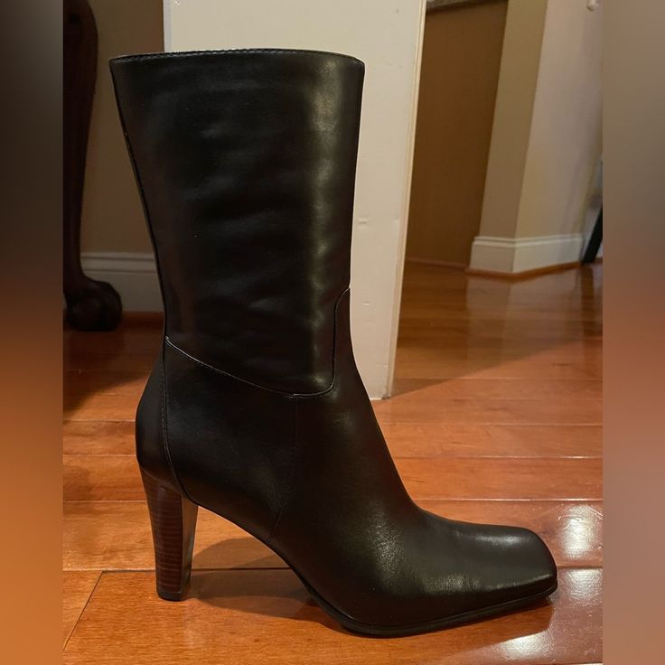 Charles By Charles David Boots, Size 8 1/2m. Soft Brown Leather, 3 Inch Wooden Heel, Never Worn In Box. Originally $200. Asking $120. Classic Faux Leather Heeled Boots For Formal Occasions, Classic Formal Heeled Boots In Faux Leather, Classic Formal Faux Leather Heeled Boots, Classic Round Toe Boots With 4-inch Heel, Classic Boots With 4-inch Heel And Round Toe, Formal Heeled Boots With Square Toe And Medium Width, Formal Heeled Boots With Square Toe, Formal Faux Leather Boots Medium Width, Formal Medium Width Faux Leather Boots