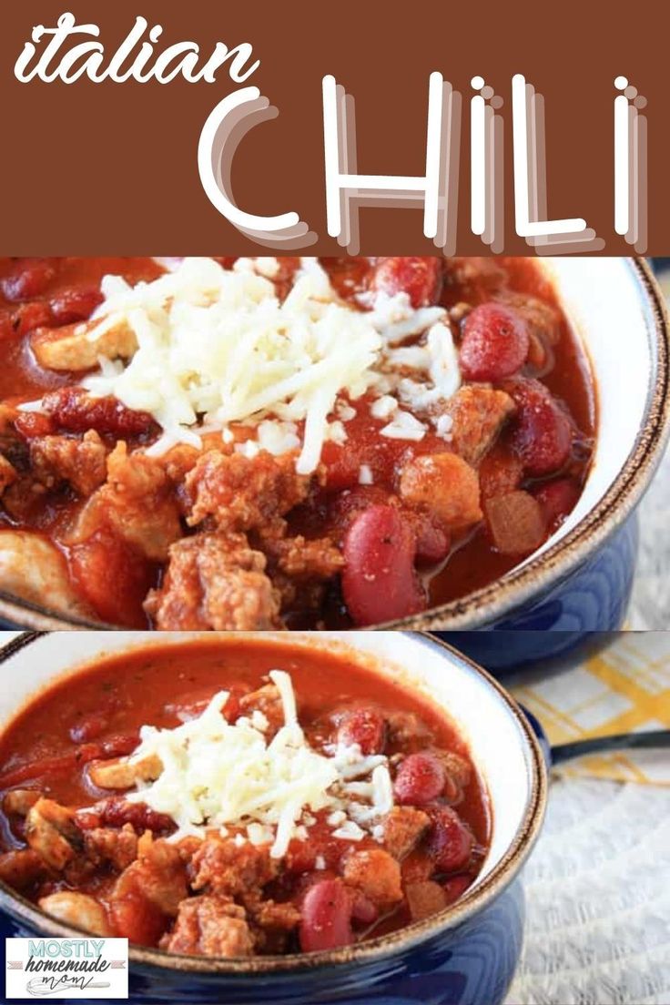 two bowls filled with chili and cheese