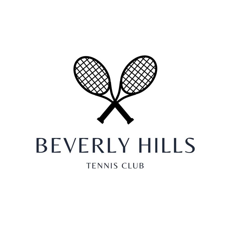 the logo for beverly hills tennis club, with two rackets on top of it