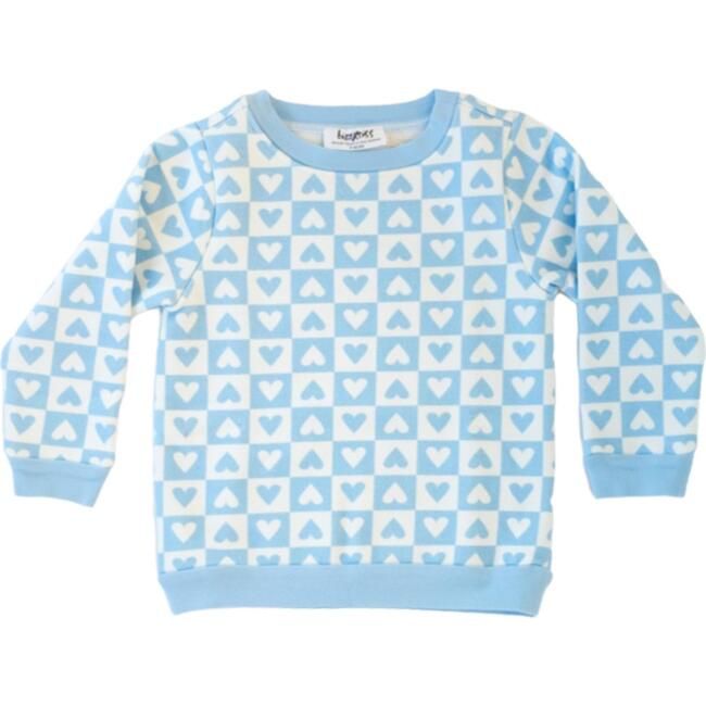 Get ready to cozy up in the super soft, printed sweatshirt. Made from organic butter fleece, this sweatshirt is so soft they won't want to take it off. | Bizz x Siss | Check Mate Printed Sweatshirt, (Blue, Size 6Y) | Maisonette collects the best children’s products from around the world (unlike Zulily, Etsy, The Tot, Farfetch Kids, Childrensalon, Crate and Kids, Kohls, Wayfair, Buy Buy Baby, Nordstroms, Mini Boden, J.Crew Factory, or PotteryBarn Kids), creating a curated shopping experience for Super Soft Cotton Tops With Cozy Fit, Organic Cotton Winter Loungewear Tops, Organic Cotton Tops For Winter Loungewear, Organic Cotton Crew Neck Sweater For Loungewear, Super Soft Cotton Tops For Spring, Blue Winter Sweatshirt For Playtime, Playful Relaxed Fit Winter Tops, Playful Relaxed Fit Tops For Winter, Playful Long Sleeve Fleece Sweatshirt