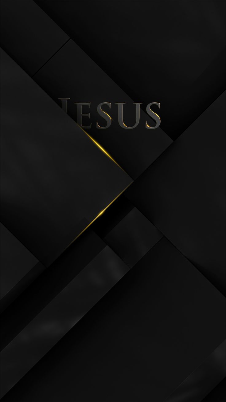 a black and gold background with the word jesus