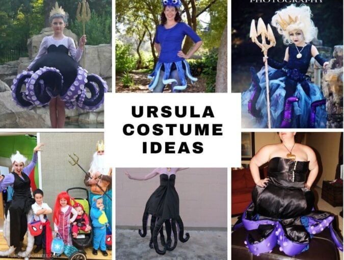 various costumes are shown with the words ursula costume ideas above them and below it