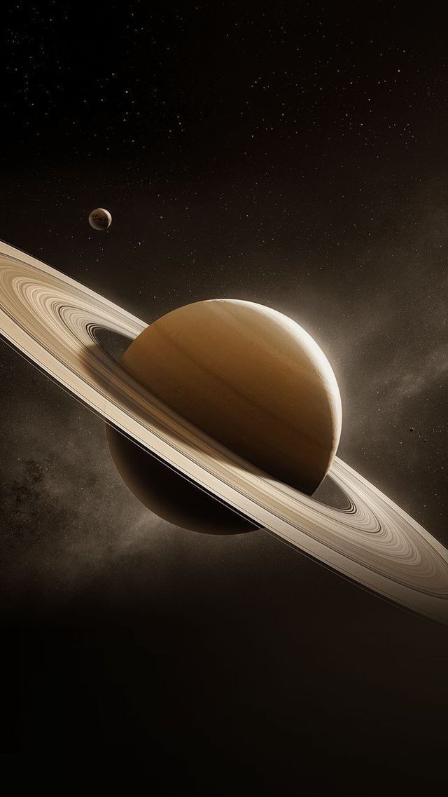 an artist's rendering of the planet saturn with its rings in front of it