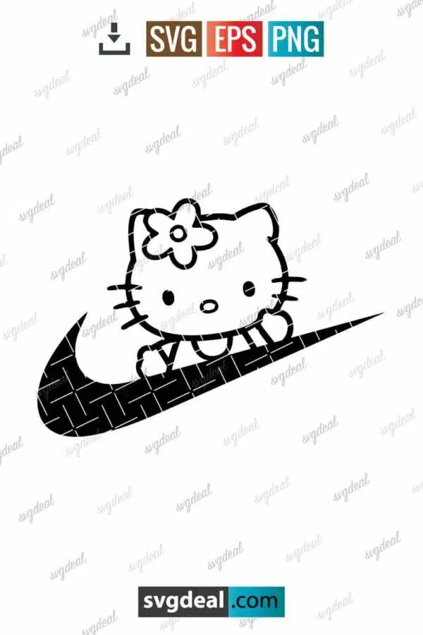 an image of a hello kitty on a nike shoe with the word svg epspng