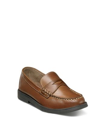 The time-honored design and fine craftsmanship of Florsheim's classic penny loafers will inspire his lasting appreciation for high-quality footwear. A cushioned insole provides all-day comfort. Classic Brown Slip-ons For Fall, Classic Slip-on Closed Toe Dress Shoes, Classic Oxford Loafers With Rubber Sole, Classic Oxfords With Round Toe For Fall, Classic Brown Plain Toe Boat Shoes, Classic Fall Oxfords With Round Toe, Classic Slip-ons With Stitched Sole And Round Toe, Classic Slip-ons With Stitched Sole, Classic Brown Loafers