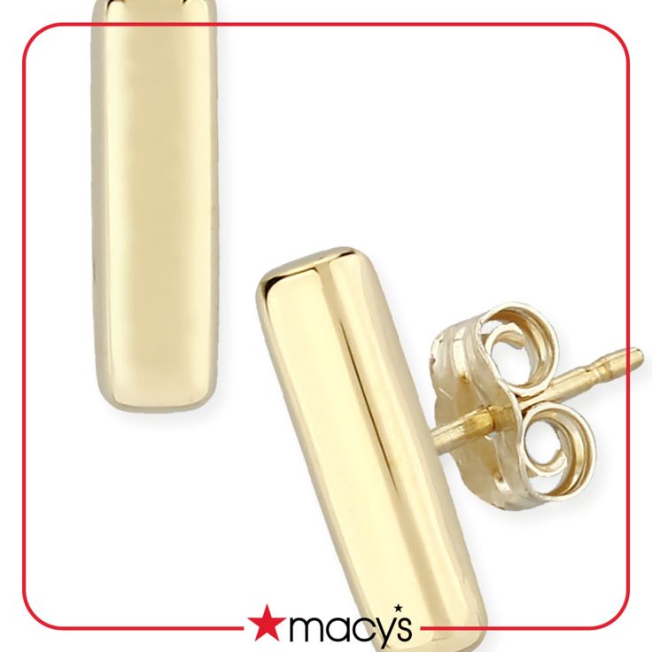 in stock Macy's Yellow Gold Earrings For Formal Occasions, Modern Gold Earrings From Macy's, Formal 14k Gold Earrings With Shiny Finish, Macy's Polished Finish Earrings For Formal Occasions, Classic Hallmarked Luxury Earrings, Macy's Modern Gold Earrings, Classic Gold Plated Rectangular Earrings, Modern Yellow Gold Earrings From Macy's, Modern Polished Earrings From Macy's