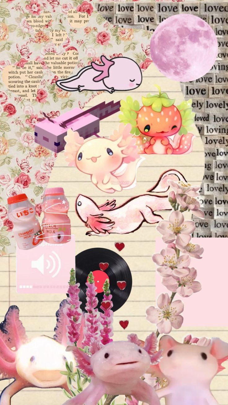 an altered collage with pink flowers and other items