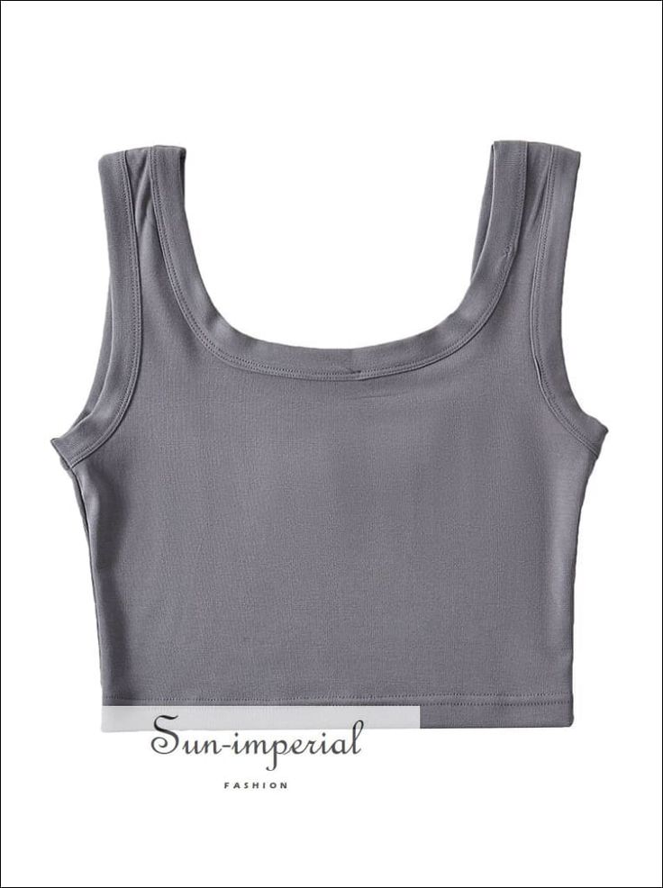 Women Sleeveless Round Collar Bodycon Camisole Crop Top Tank With u Back Detail U Sun-Imperial United States Cotton Stretch Solid Color Tank Top, Stretch Gray Sleeveless Camisole, Summer Solid Vest Crop Top, Fitted Gray Sleeveless Camisole, Summer Tops With Stretch And Wide Straps, Solid Color Tank Top With Tank Straps For Summer, Solid Sleeveless Seamless Crop Top, Stretch Crop Top Tank In Solid Color, Stretch Solid Color Crop Tank Top