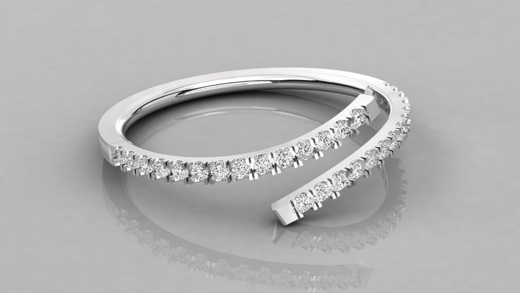 a white gold ring with diamonds on it