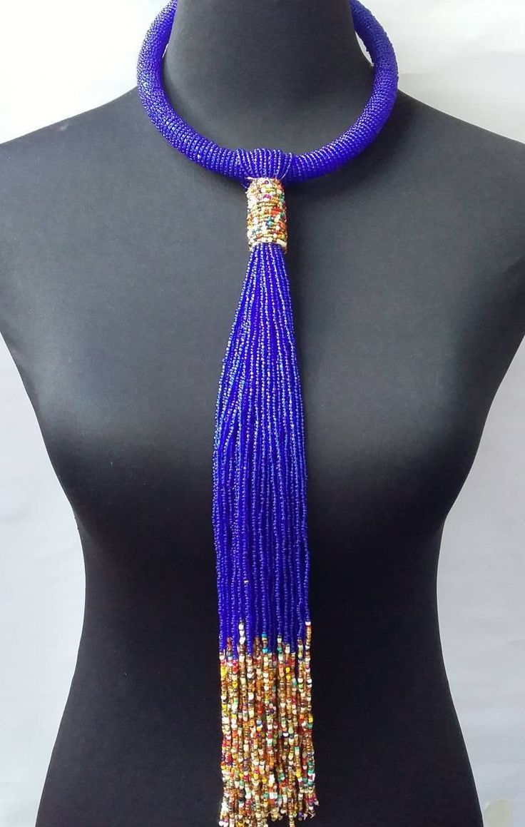 African beaded necklace made with the royal blue beads. Its a perfect accessory that will match most of your outfits. Suitable for any season. A good gift to your friends and loved ones. Blue Long Necklace For Party, Elegant Blue Necklaces With Dangling Beads, Blue Round Beads Necklaces For Party, Blue Beaded Chain Necklace For Party, Blue Round Bead Necklaces For Parties, Party Necklaces With Colorful Blue Beads, Blue Necklaces With Colorful Beads For Party, Elegant Long Blue Beaded Necklace, Elegant Blue Large Beads