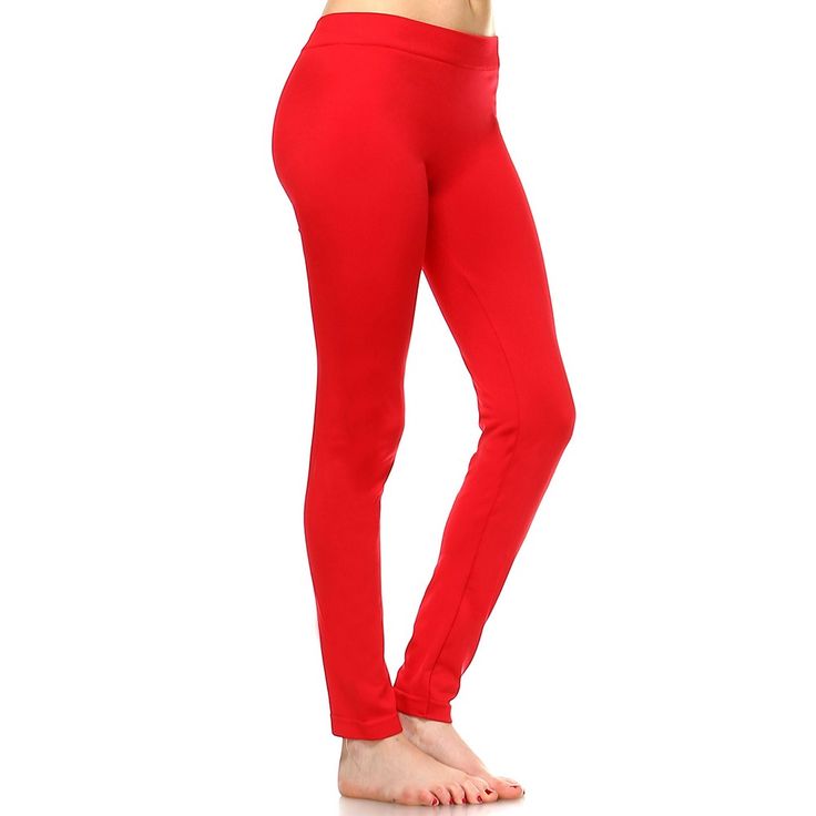 Pair these leggings with a dress top and sandals for a simple, casual look. Made from a polyester, these leggings are comfortable and soft against the skin. Casual Elastic Solid Color Tights, Red Stretch Elastane Leggings, Red Yoga Tights, Red Elastane Yoga Tights, Red Elastane Tights For Yoga, Spring Full-length Elastic Leggings, Spring Full Length Elastic Leggings, Tight Red Elastane Leggings, Elastic Tights For Spring