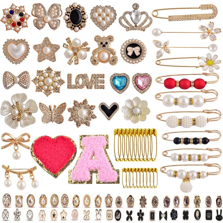 PRICES MAY VARY. Charms for Socks kit: This set includes a versatile range of 100pcs bulk charms, such as safety pins,brooches pins, rhinestone brooch charms, brooch buttons, and pearl pins…etc. Each Rhinestone charm comes with a safety pin on the back, making it incredibly easy to attach and remove from your socks. charms Perfect for adding a unique touch to your socks, these accessories are ideal for customizing your style with distinctive flair. Easy to Use＆Wide Application : the gold Charms Bling Socks, Pearl Pins, Rhinestone Outfit, Safety Pin Brooch, Pearl Pin, Gold Charms, Safety Pins, Jewelry Charms, Gold Brooches