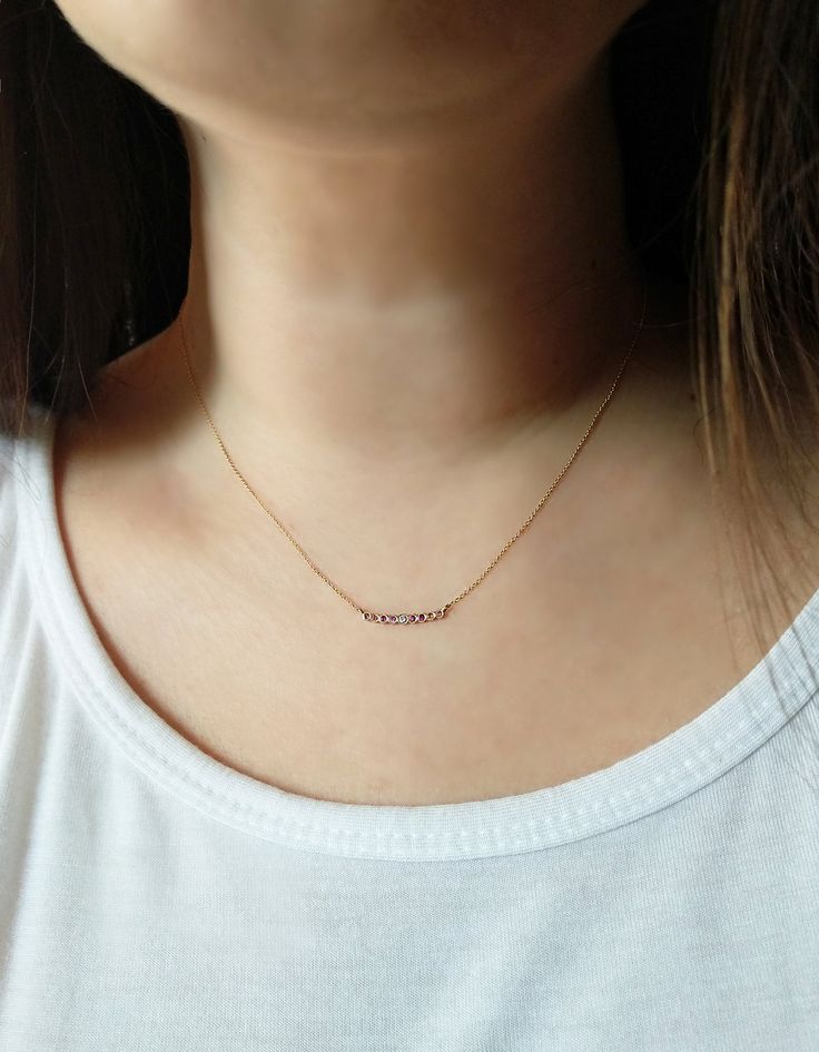 18K Bezel set sapphires and diamond necklace, Dainty gold necklace, Pink Sapphire necklace, Orange Sapphire necklace, 14K 9K solid gold necklace, Minimalist neckace, Layering necklace, Gift for mom, Gift for her, Graduation Gift, FREE EXPRESS SHIPPING Delicate multi-color sapphire and white diamond bezel necklace made in 18K 14K or 9K solid gold. A gorgeous necklace that you will absolutely love! Bracelet version: https://www.etsy.com/listing/618953213 ------------------------------------------- Fine Jewelry Birthstone Necklace With Delicate Chain, Dainty Pink Gold Gemstone Jewelry, Dainty 14k Gold Diamond Necklace With Birthstone, Dainty Pink Gold Jewelry With Birthstone, Dainty Pink Gold Gemstone Necklaces, Dainty Pink Gold Birthstone Jewelry, Pink Cubic Zirconia Diamond Necklace As Gift, Pink Cubic Zirconia Diamond Necklace For Gift, Pink 14k Gold Jewelry With Single Cut Diamonds