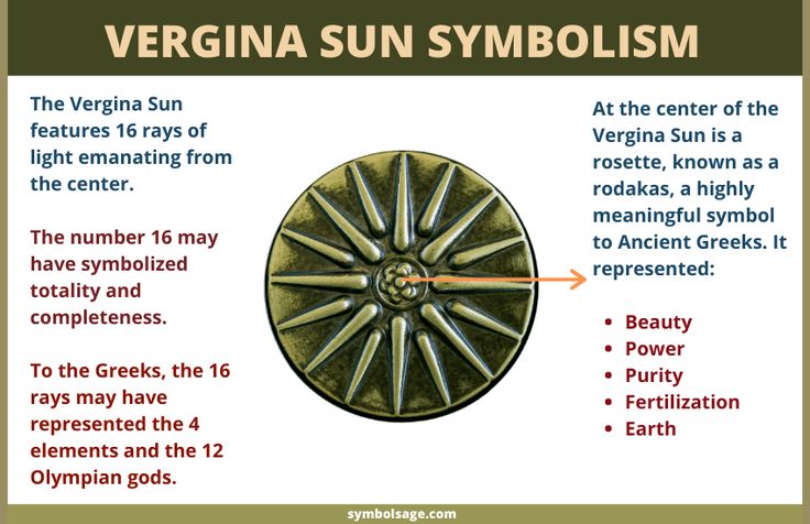 an image of a sun symbol with the words,'vergina sun symbolism '