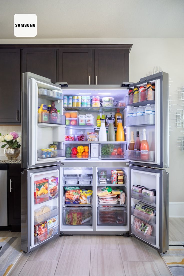 an open refrigerator with its doors wide open