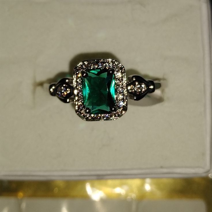 Rbp 2889 Dazzling Style Featuring Lab Created Emerald On A Double Rhodium Plated Band Very Elegant Dainty But Yet Sparkly Ring Best Offers Are Always Welcome Bundles Are Available Purchase Two Or More Items Get An Additional Percentage Off I'm Pretty Easy To Deal With I Ship 6 Days A Week Monday Through Saturday Mail Goes Out At 2:30 P.M. Should You Have Any Questions Offers Feel Free To Message Me I Get Back To You Pretty Fast Thank You Elegant Green Topaz Ring In Sterling Silver, Classic Jewelry With May Birthstone Gemstone Accents, Silver Emerald Ring With Prong Setting, Dazzling Silver Emerald Ring With Prong Setting, Elegant Silver Crystal Ring With Birthstone, Dazzling Emerald Ring With Diamond Accents As Gift, Elegant Silver Crystal Birthstone Ring, Elegant Green Topaz Promise Ring, Dazzling Diamond Ring With Gemstone Accents For Gift