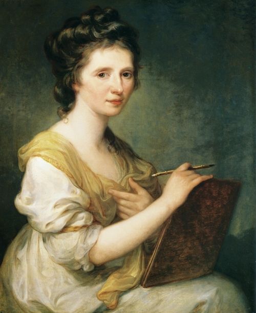 an image of a woman that is holding something in one hand and writing on the other