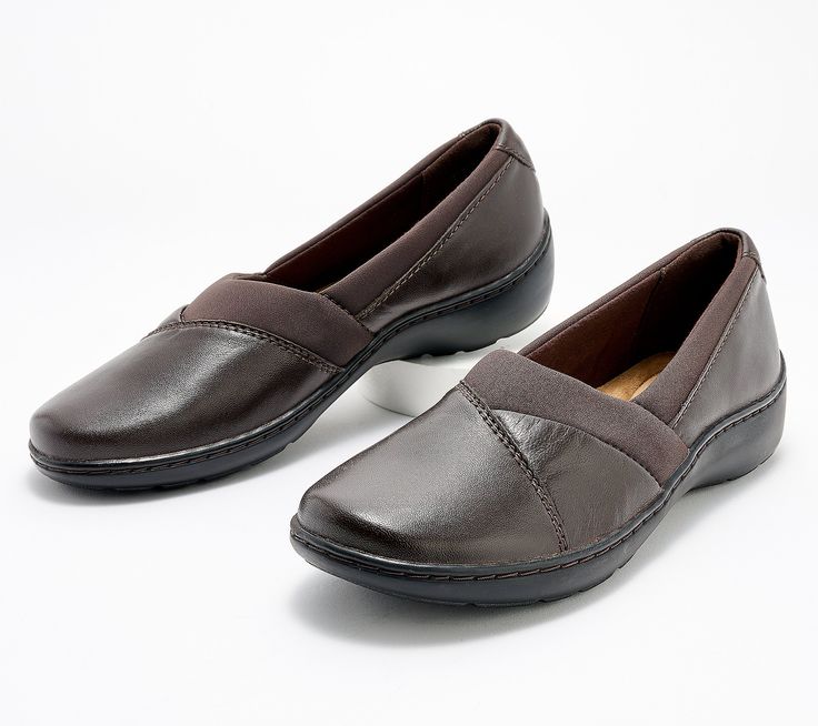 With rich leather uppers and subtle ruched detailing, this slip-on shoe elevates your everyday casual looks. Keeping comfort at its core, the molded footbed and super-grippy sole absorb impact while supporting steps from week-to-weekend. From Clarks Footwear. Cushioned Walking Shoes For Work, Comfortable Slip-ons With Textured Sole For Work, Cushioned Slip-on Walking Shoes For Work, Comfortable Slip-ons With Arch Support For Work, Comfortable Slip-ons With Leather Footbed For Work, Comfortable Slip-ons For Work With Leather Footbed, Comfortable Leather Walking Shoes With Slip-resistant Sole, Comfortable Slip-resistant Leather Walking Shoes, Comfortable Leather Slip-resistant Walking Shoes